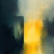© Tom - Abstract representation of light and shadow at dawn with vibrant yellow and deep blue hues on canvas. Generative AI
