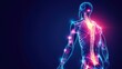 © NAIMAH - Glowing spine anatomy, pain points, dark background, medical illustration