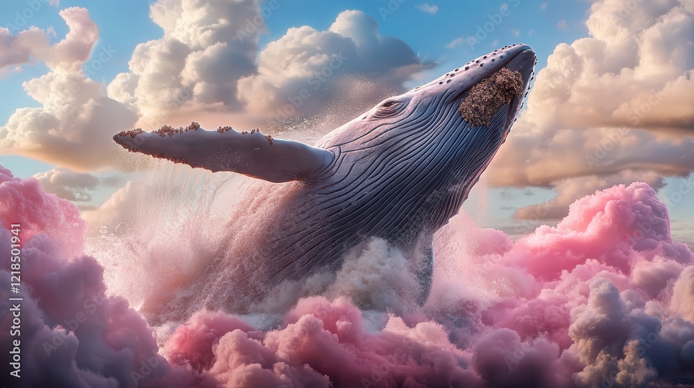 A majestic whale breaching the surface of the ocean with water ...