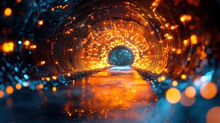 Fototapete - Luminous Tunnel of Light: A Futuristic Dreamscape
