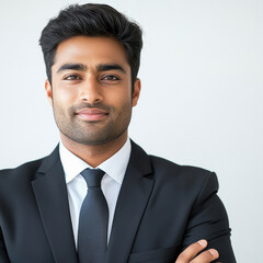 Wall Mural - Young handsome indian businessman standing confidently