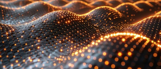 Wall Mural - Luminous Undulating Landscape of Glowing Particles