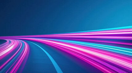 Poster - Dynamic pink and teal light streaks racing in parallel motion against a dark background for energy and boldness
