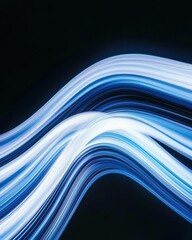 Poster - Dynamic motion of light waves digital art energetic black background modern design abstract viewpoint