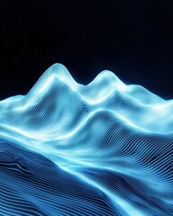 Poster - Dynamic motion of white and blue light streaks forming waves abstract visualization modern design energetic concept