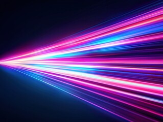 Poster - Dynamic neon light streaks racing across black background futuristic energy design digital art abstract viewpoint