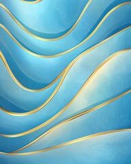 Poster - Elegant golden light streaks spiraling across deep blue gradient background abstract design digital art vibrant atmosphere