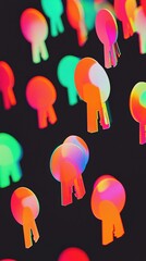 Poster - colorful abstract shapes with neon glow against dark background for artistic and creative use