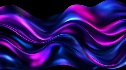 Poster - Abstract Blue and Purple Wavy Fabric Design
