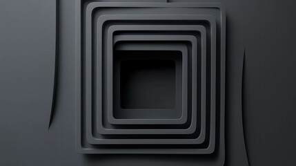 Fototapete - Modern Gray Abstract Design Featuring Rectangular Shapes in Layers on a Dark Background