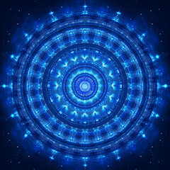 Wall Mural - Blue vector background with a digital circular pattern and glowing elements for a technology or futuristic design