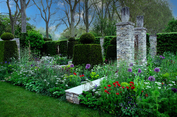 Wall Mural - A large formal country house garden