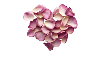 Rose petal heart on transparent background