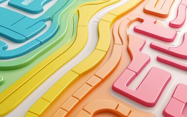 Poster - Colorful Abstract Shapes with Curved Lines in Bright Tones on a Modern Background for Creative Design Purposes