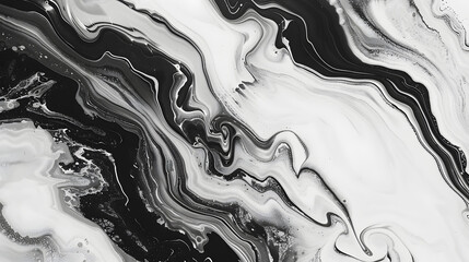 Poster - A mesmerizing marble texture formed by mixing black and white acrylic paint, generative ai