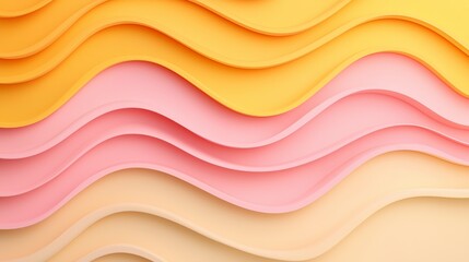 Poster - Abstract Colorful Wavy Layers in Soft Yellow, Pink, and Cream Tones for Modern Backgrounds and Designs