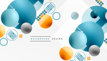 Aufkleber - Minimalistic abstract vector design, layered geometric shapes circles, squares, and triangles with soft pastel gradients and semi-transparent effects. Perfect for contemporary use