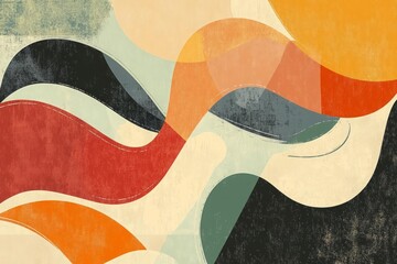 Wall Mural - Modern shapes with line pattern in vintage template design vector.