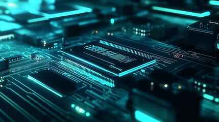 Poster - Illuminated Circuit Board Shows Advanced Technology