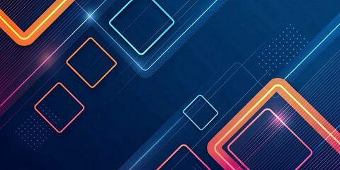 Poster - Professional featuring a dark blue gradient base with dynamic colorful neon outlines Background. Ai Generated