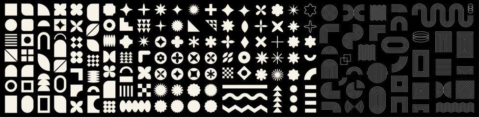Wall Mural - set of abstract graphic element. geometric shapes. memphis design, sticker pack, y2k, aesthetics, br