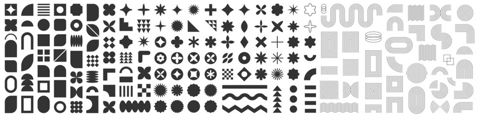 Wall Mural - set of abstract graphic element. geometric shapes. memphis design, sticker pack, y2k, aesthetics, br