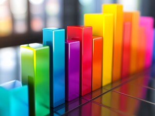 Poster - Colorful bar graph representing data analysis and business growth trends.
