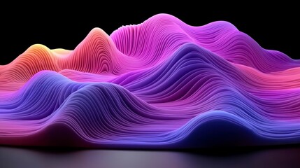 Wall Mural - Colorful abstract waves resembling mountains at night