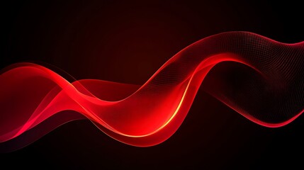 Poster - Abstract Red Wave Dark Background Design