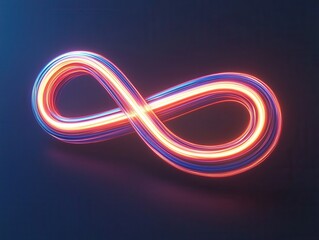 Poster - Glowing light trails forming infinity symbol black background abstract artwork modern concept digital art sleek design