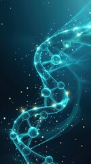 Poster - Molecular visualization of dna structure abstract science concept teal and blue gradient background innovative graphic design