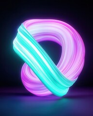 Poster - Dynamic wave designs of intertwining purple and teal light streaks on a clean black background