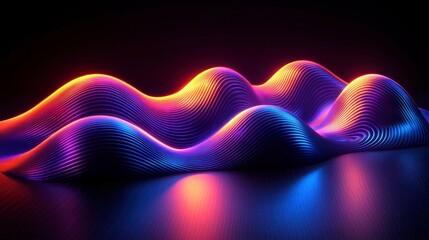 Wall Mural - Colorful abstract waves with glowing lights and reflections