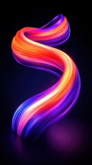 Poster - Dynamic orange and purple light trails abstract art clean black background glowing motion effects