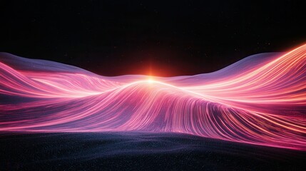 Poster - Dynamic light trails emanating from a central point abstract visualization black background futuristic concept