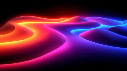 Wall Mural - Colorful abstract waves with glowing neon lights