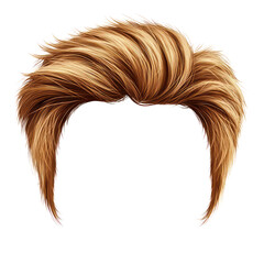 Textured blonde wig with volume, transparent for easy overlay, hair isolated on a transparent background. PNG