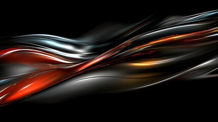 Poster - Abstract Waves of Metallic Red Orange and Gray