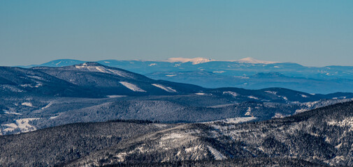 Wall Mural - Krkonose mountains from Praded hill in winter Jeseniky mountains in Czech republic