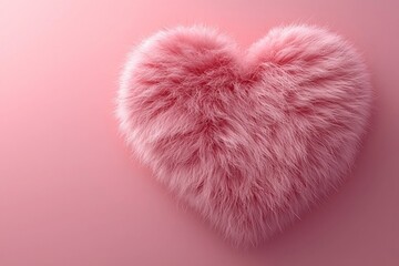 Wall Mural - fluffy pink heart on a soft gradient pink background generative ai