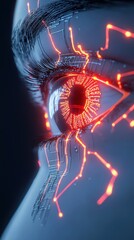 Poster - Innovative artificial retina circuitry futuristic medical environment macro detail -tech design intricate vision systems