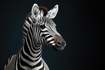 a zebra in its natural habitat with bold focus on its iconic black and white stripes.