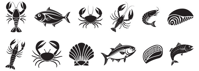 Fish or seafood flat icon design, for food apps and websites. 