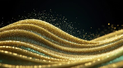 Poster - Artistic macro detail of metallic glitter dust particles vibrant reflections abstract environment close-up view