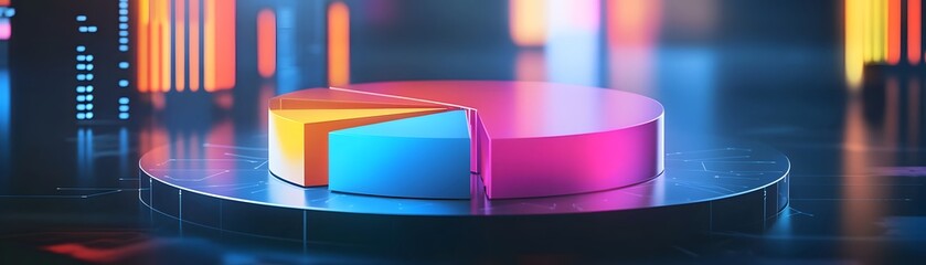 Poster - a vibrant digital pie chart displayed on a modern platform, showcasing data in slices of blue, pink,