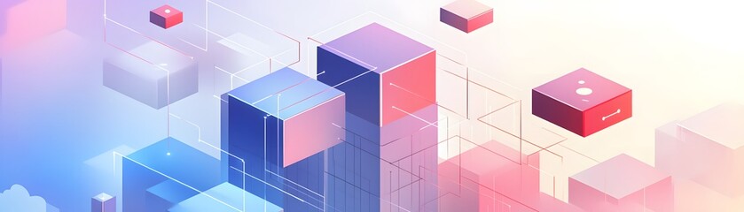 Poster - Abstract digital design with layered geometric shapes.