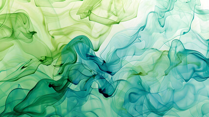 Poster - Abstract green and blue watercolor ink patterns, generative ai