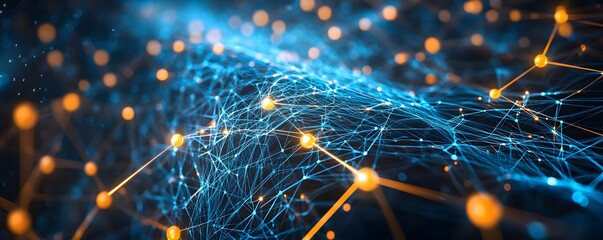 Poster - An abstract representation of digital connections and networks, showcasing glowing nodes and intricate lines
