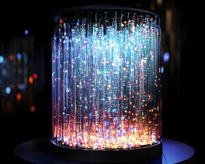 Poster - An artistic installation featuring illuminated tubes creating a mesmerizing light display. The vibrant colors and unique design showcase innovation in modern art and technology.