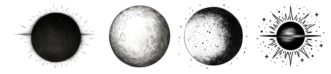 Canvas Print - png abstract cosmic celestial sphere designs set, isolated on transparent background